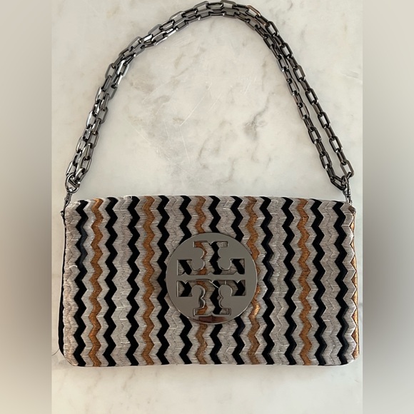 Tory Burch multi-metallic handbag with Tory logo and adjustable strap - Picture 1 of 4